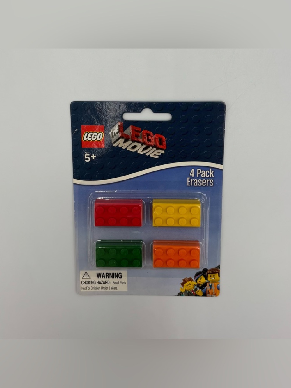 NEW RARE The LEGO Movie 4 Pack Erasers 4x2 Brick Design School Supplies